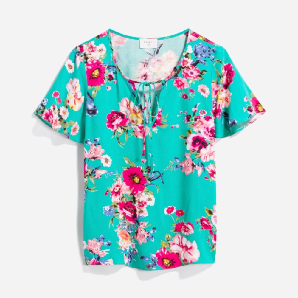 Floral Tie Neck Top
